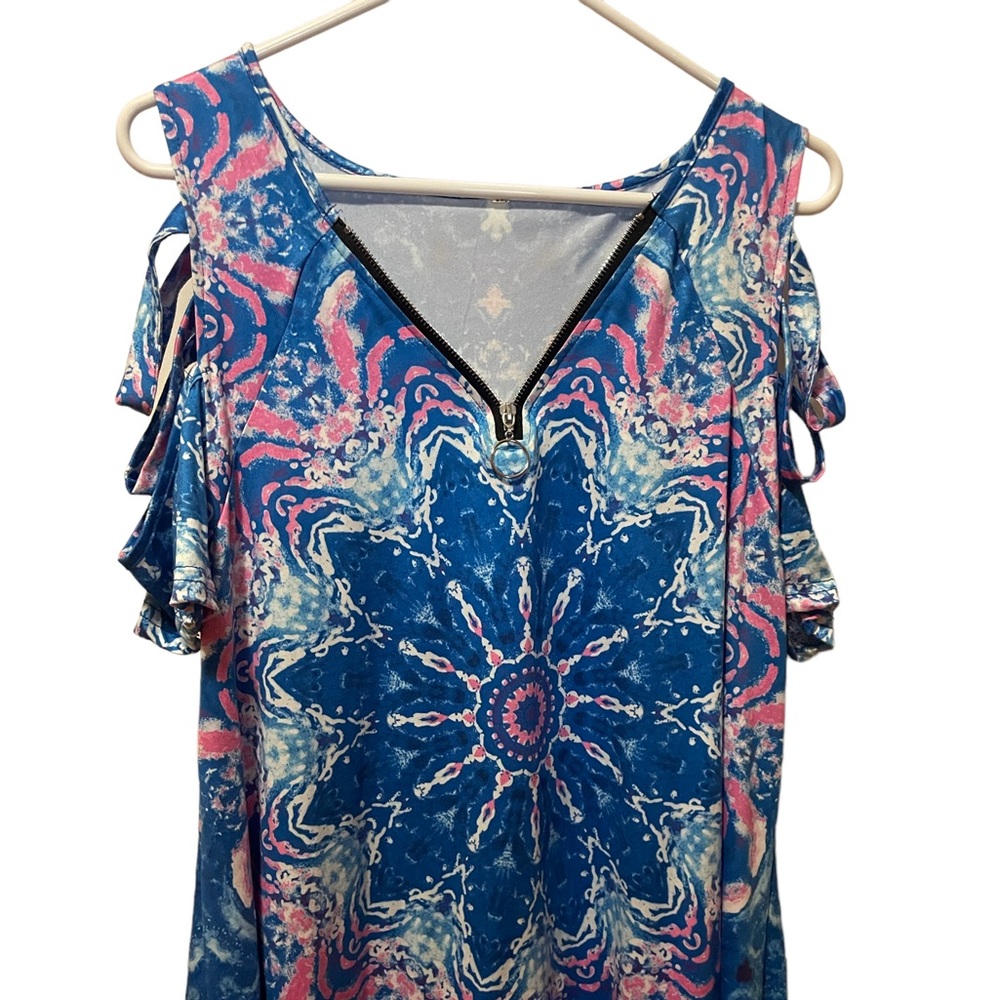Blue and Pink Zipper Top